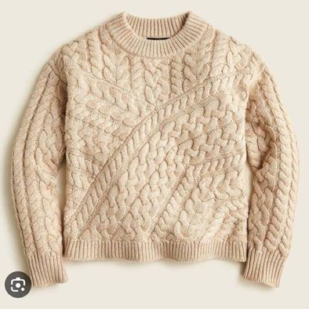 J. Crew Curved Cable-Knit Sweater